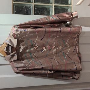 Vintage blouse with retro colour stripes, size 8